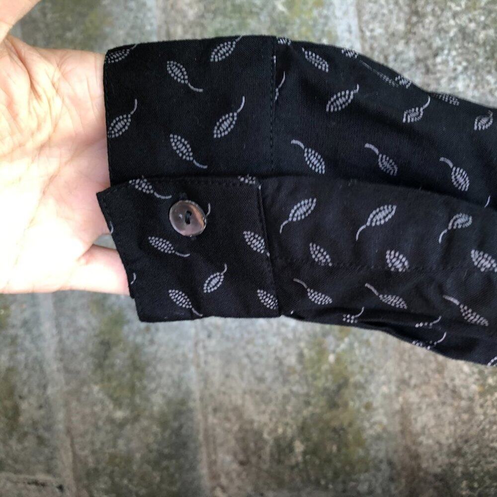 April Cornell Shell Button Front Leaf Print Tie W… - image 7